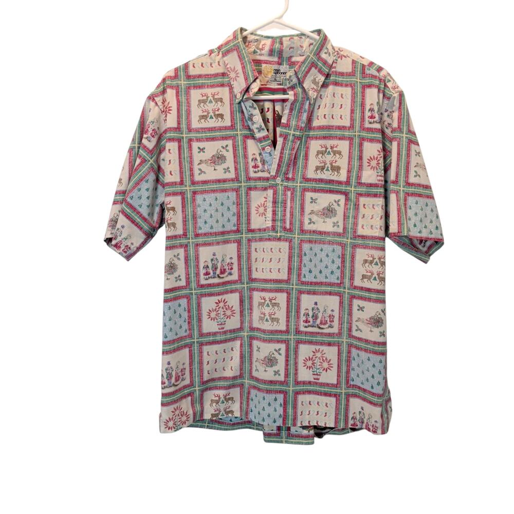 Vtg Reyn Spooner Men Sz L Christmas Reverse Print Hawaiian Shirt Mele Kalikimaka